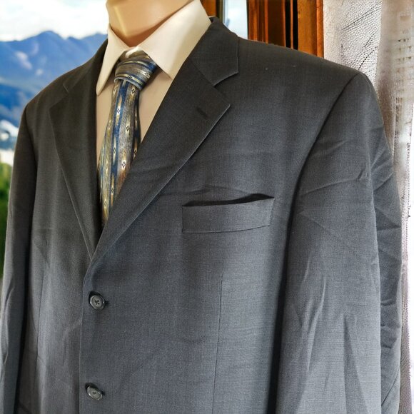 S Cohen Men's 46L Blue Check 100% Wool Suit Pants 42X30 & Tie 11022 - Picture 2 of 12